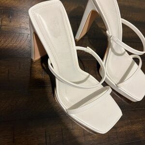 Forever 21 White Strappy Heeled Sandals